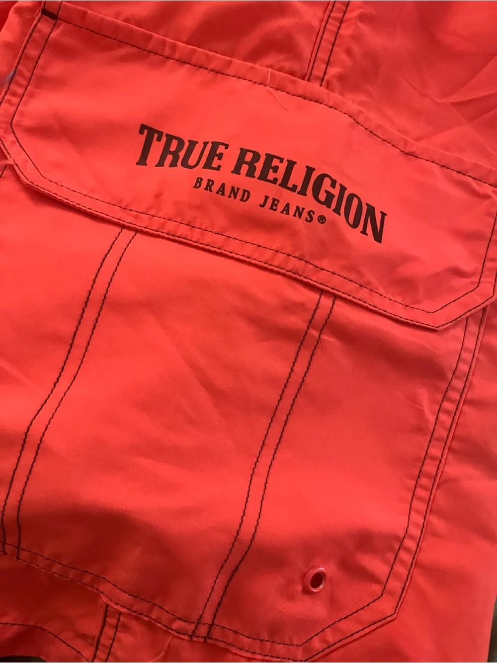 True Religion Cargo Board Shorts Size XXL Cayenne Flap Pockets